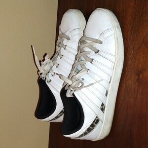 K-Swiss White Sneakers with Patterned Accents
